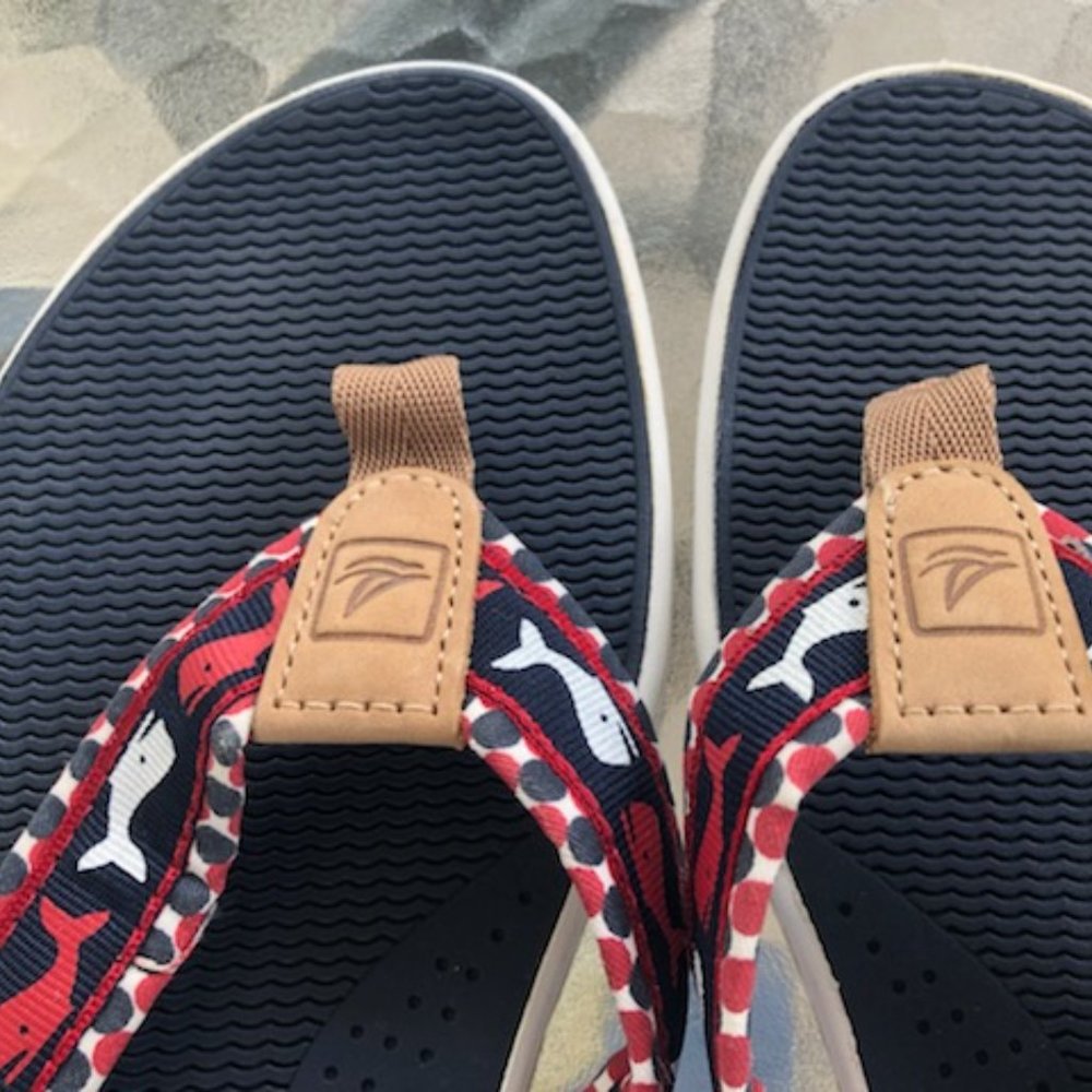 Sperry Whale Flip Flops Women's Size 7M Navy White Red
